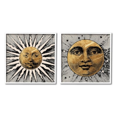 Stupell Boho Sun & Moon 2 Piece Framed Giclee Art Set Design by Lil' Rue