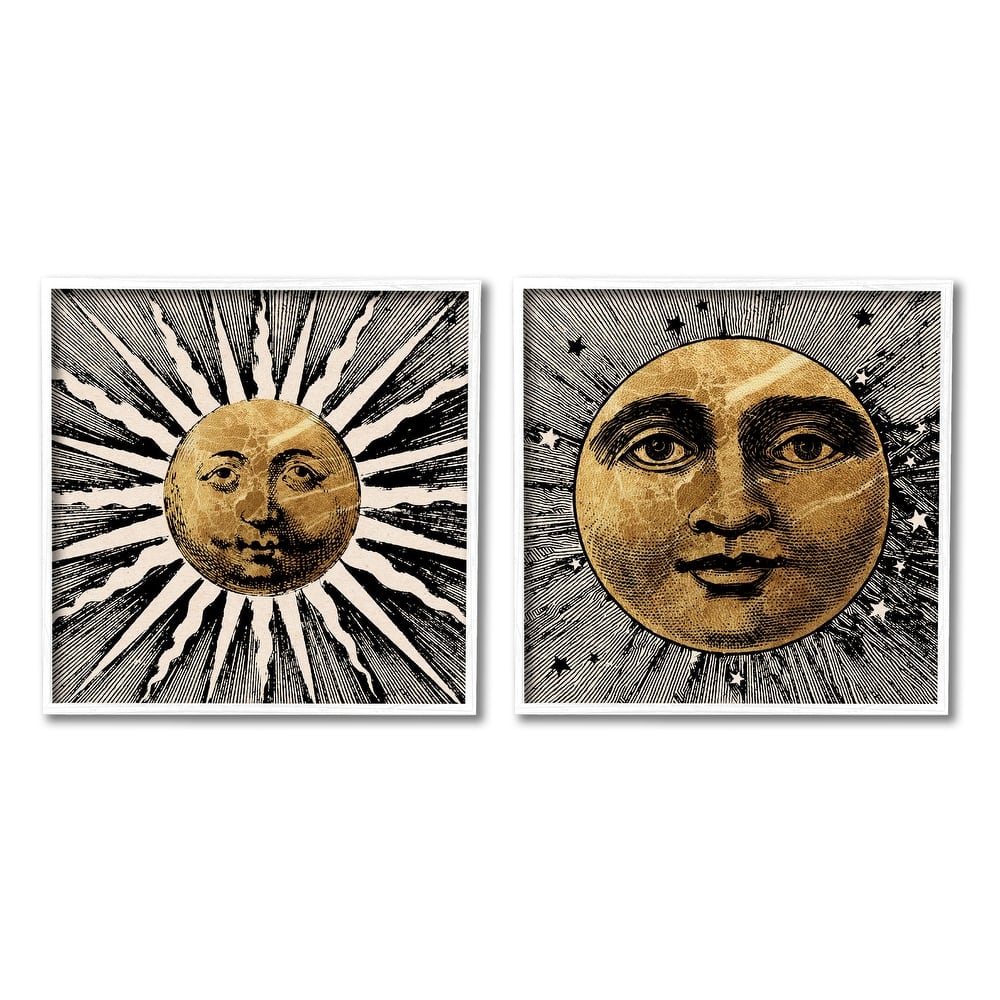 Stupell Boho Sun & Moon 2 Piece Framed Giclee Art Set Design by Lil' Rue