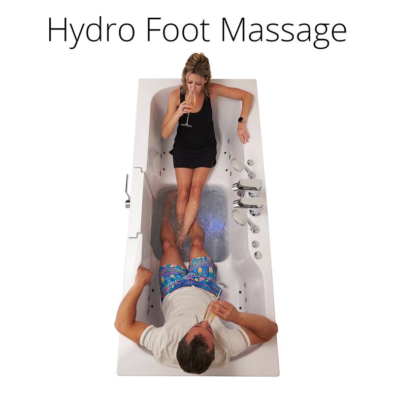 Ella Big4Two 36"x80" Hydro&Air&Foot Massage Acrylic Two Seat Walk-In-Bathtub, Outward swing Door, No Faucet, 2" Dual Drain