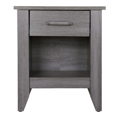 Nightstand with Drawer and Open Shelf - 24" - Gray
