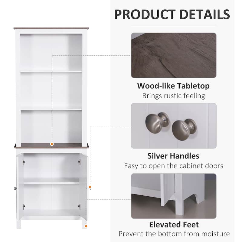 HOMCOM 69'' Freestanding Storage Cabinet, Bathroom Linen Tower, Kitchen Cupboard, Buffet Cabinet, Bookcase with Double Door