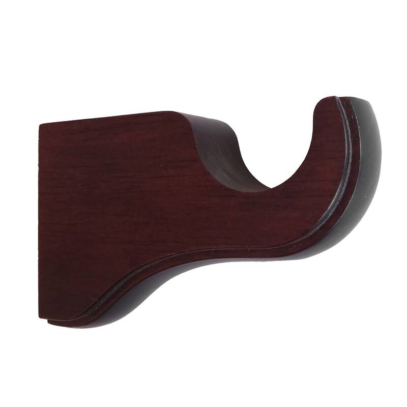 Mix & Match Wood Single / Double Curtain Rod Bracket - Single Bracket - Antique Mahogany (2-Pack)