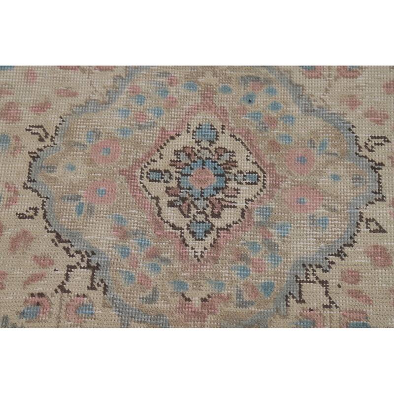 Tabriz Persian Area Rug Beige Oriental Hand-Knotted Wool Carpet - 7'11"x 11'0"