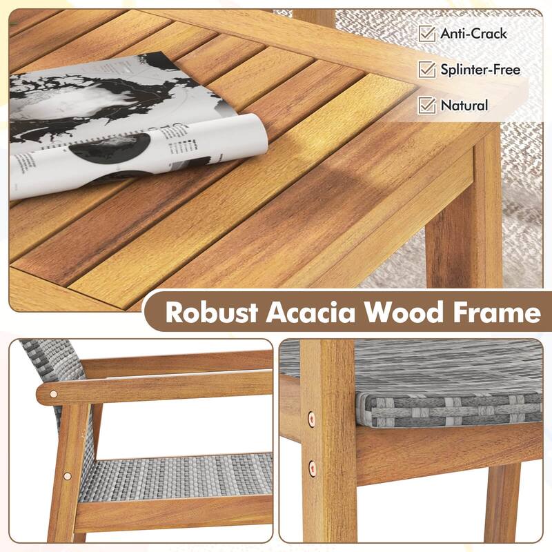 Costway 8 Pieces Outdoor Furniture Set, Acacia Wood Frame Sofa Set - See Details