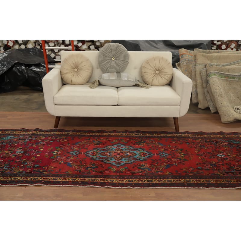 Hand Knotted Oriental 100% Wool Carpet Traditional Floral Oranges & Rust Lilian Runner Rug - 9' 8'' X 3' 7''