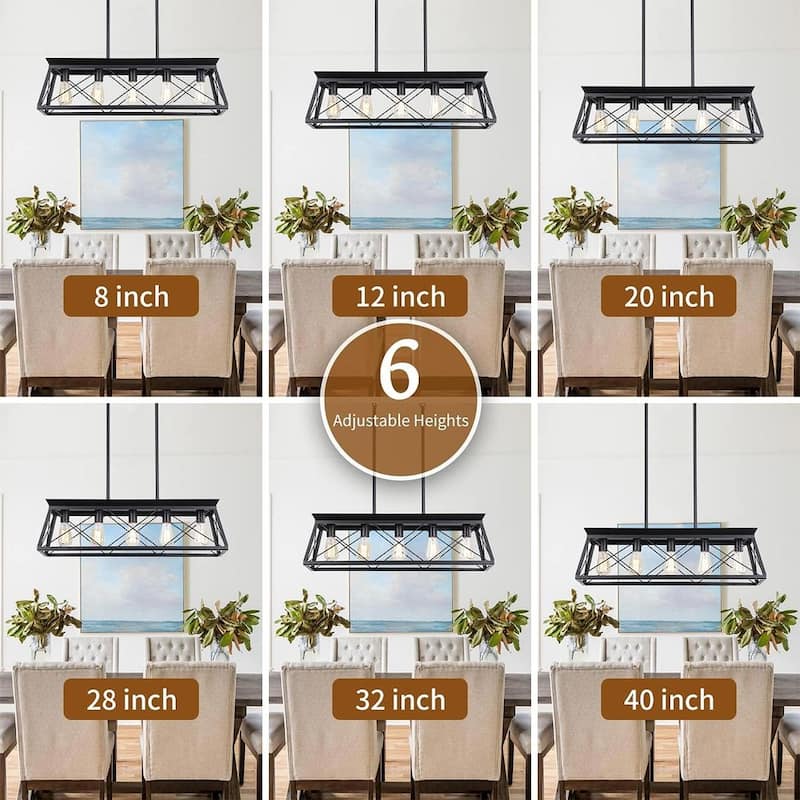 Farmhouse Restaurant 5-Light Metal Rectangular Chandelier