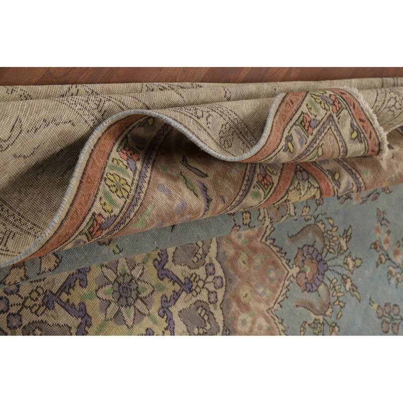 Light Blue Persian Area Rug Handmade Wool Carpet - 8'3"x 11'2"