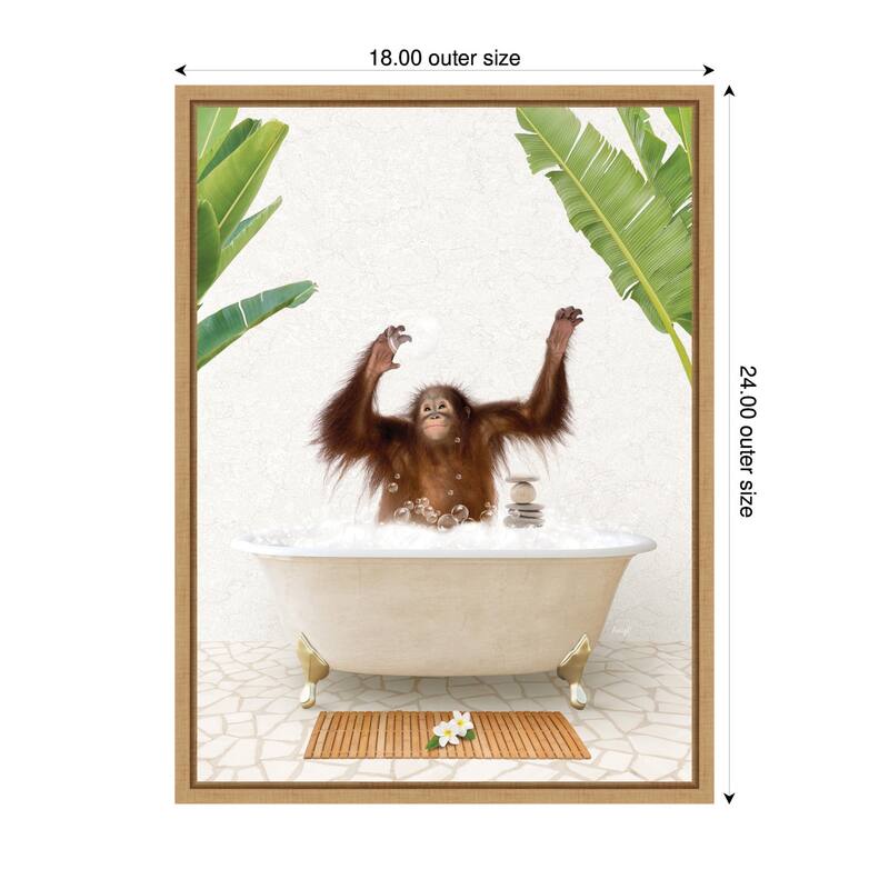 Kate and Laurel Sylvie Orangutan in Bali Bathtub Framed Canvas by Amy Peterson