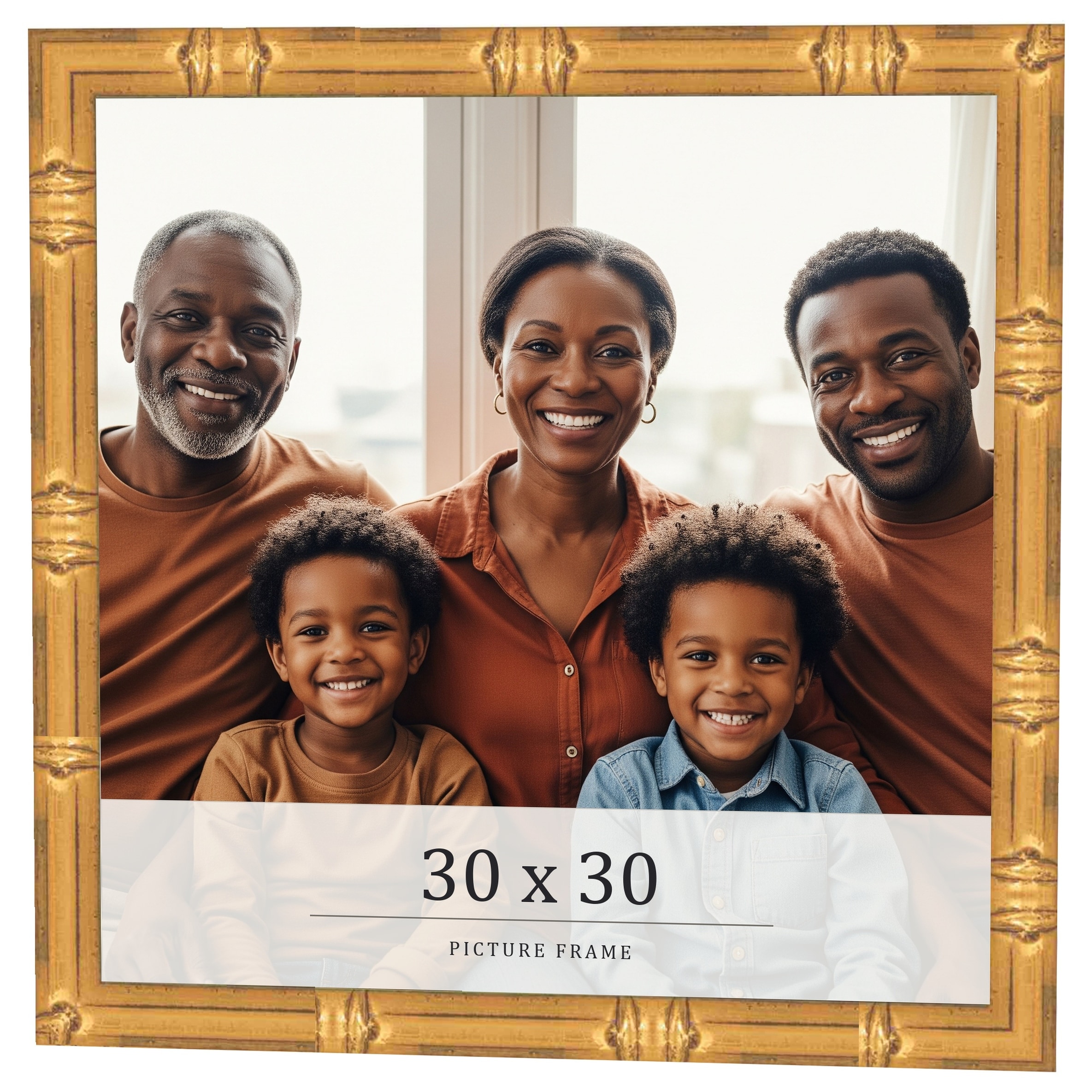 30x30 Frame Gold Bamboo Solid Wood Picture Frame | 1 Inch Moulding