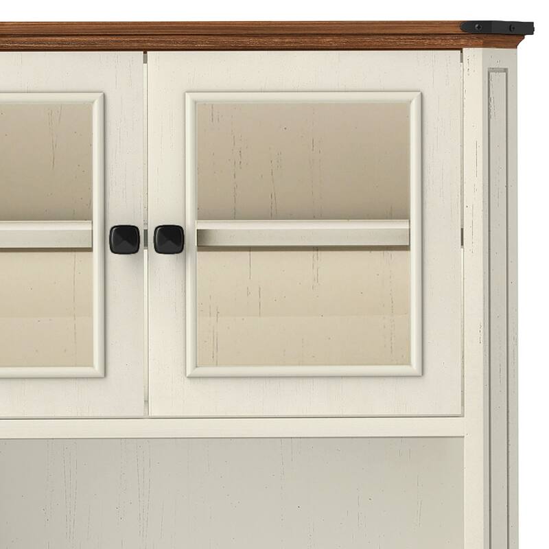 Moasis 67" Kitchen Pantry Storage Cabinet, Farmhouse Buffet Cabinet w/Microwave Stand and Charging Station