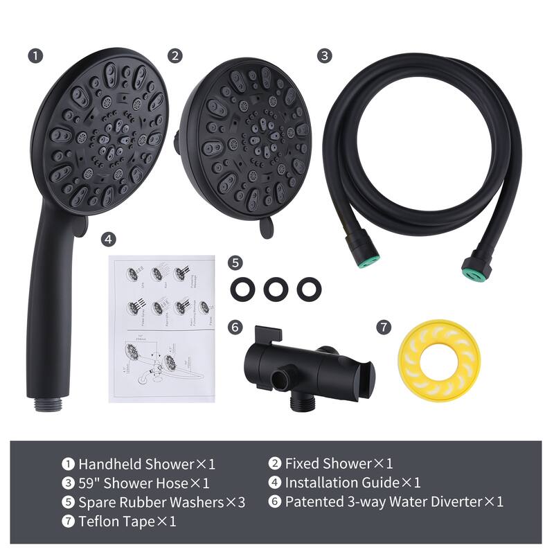 WOWOW 7-Spray 4.5 in. Dual Shower Head and Handheld Shower Head