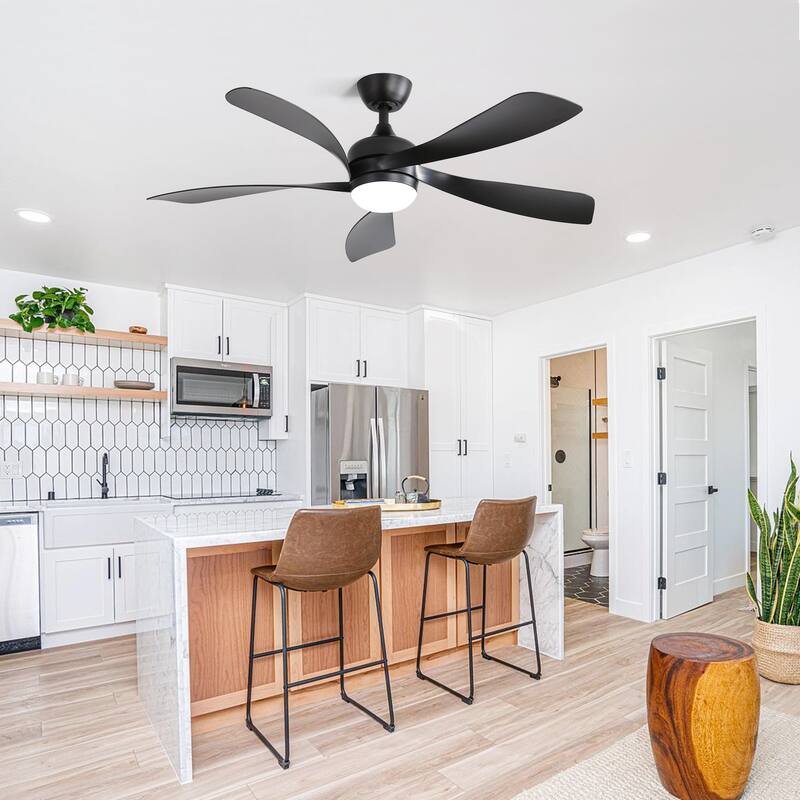 52 Inch Modern Ceiling Fan With 3 Color Dimmable 5 ABS Blades Remote Control Reversible DC Motor With Led Light