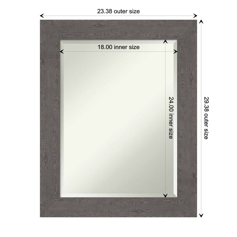 Beveled Wall Mirror - Rustic Plank Espresso Frame - 23.5 x 29.5-inch - Rustic Plank Grey