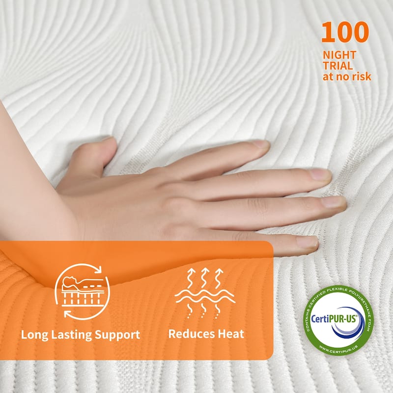 ESHINE Adjustable Bed Frame 12 inch Hybrid Memory Foam Mattress On