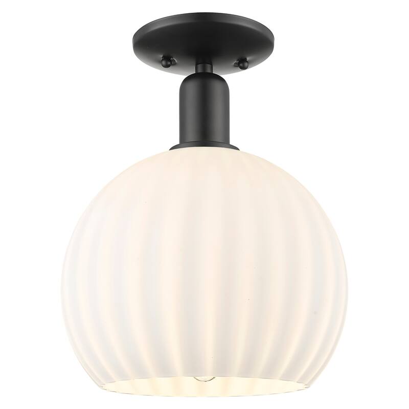 Innovations Lighting Endless Possibilities Arcadia - White Venetian - 1 Light 10" Semi-Flush Mount - Matte Black