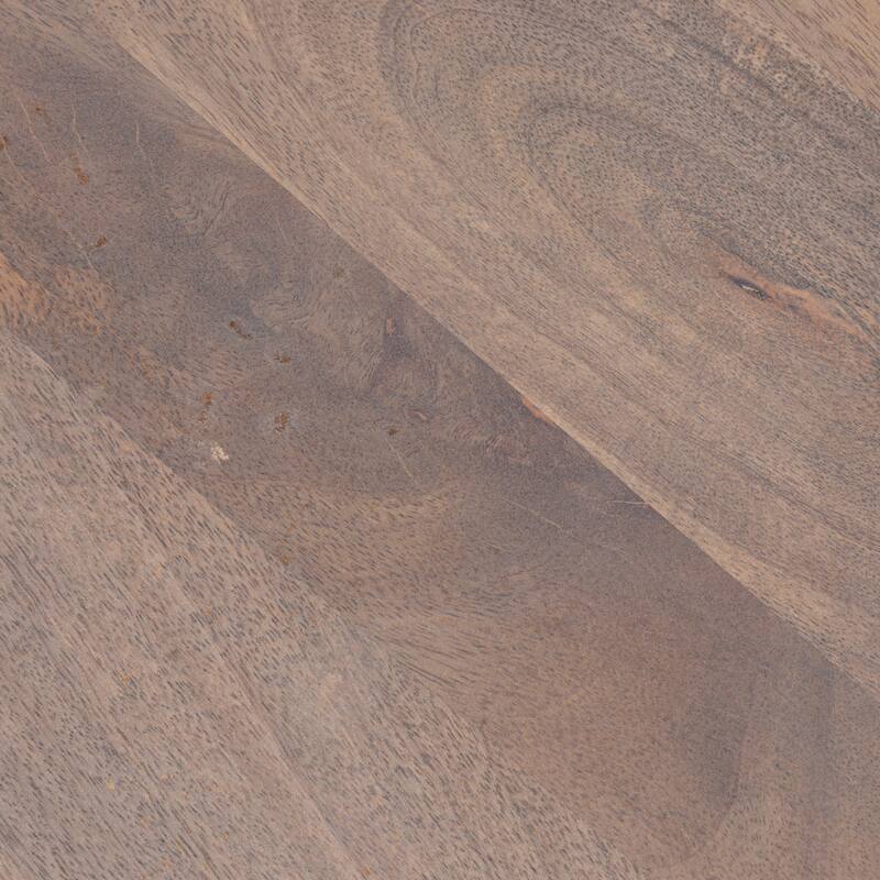 Round Mango Wood Table with 2 Cane Shelves