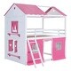 preview thumbnail 26 of 36, Full Size Bunk Wood House Bed with Elegant Windows, Sills and Tent