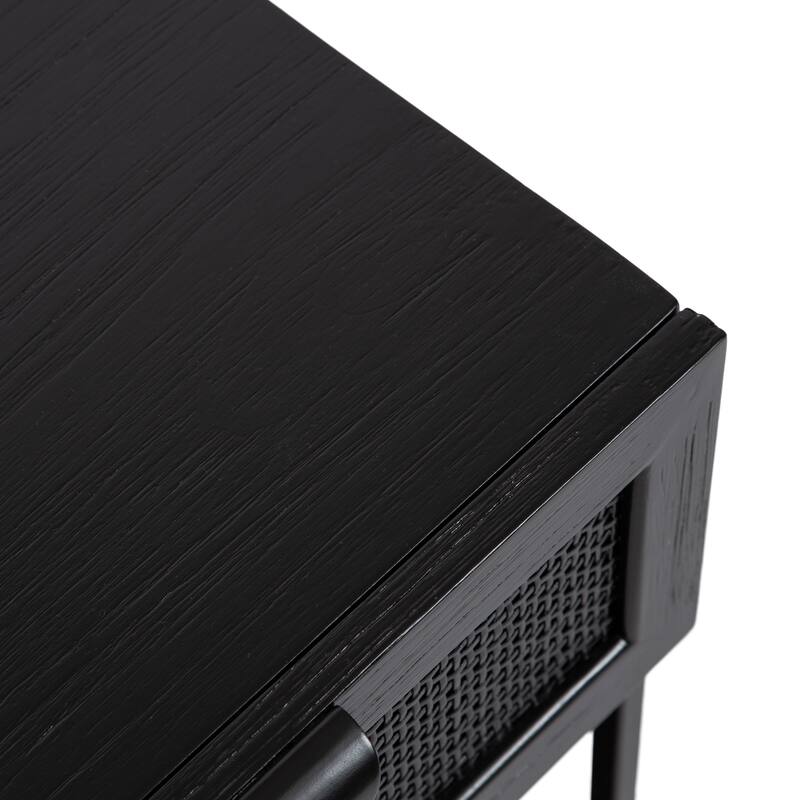 Kate and Laurel Ori Wood and Cane Side Table - 18x15x24