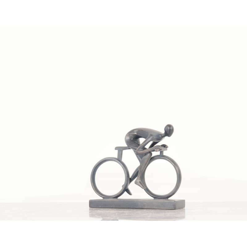 Minimalist Cyclist Cement Finish Statue