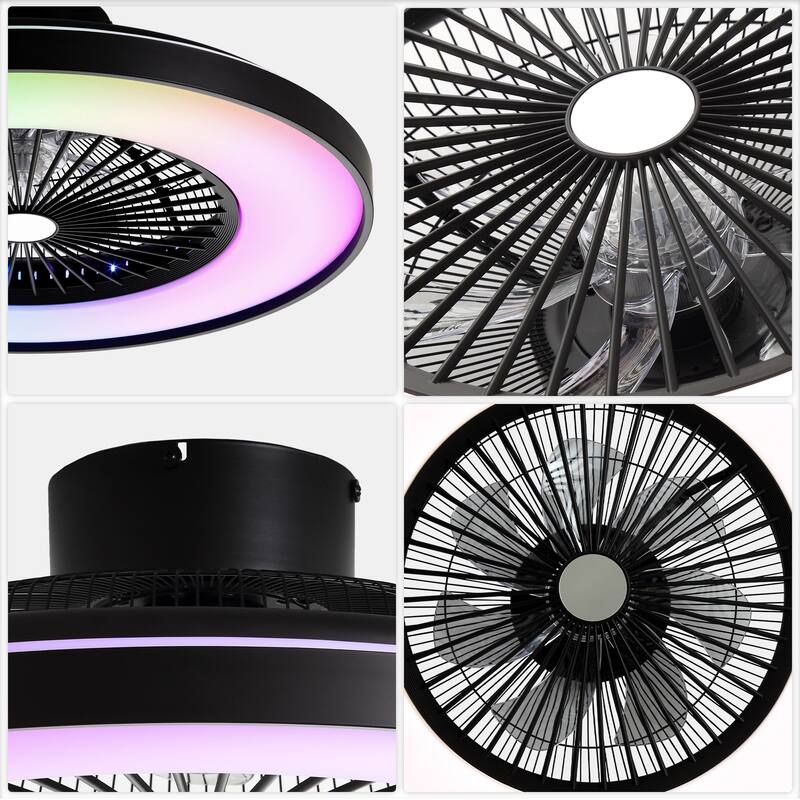 Bella Depot 23" Ceiling Fan with RGB LED Light and Remote APP Control Reversible 6-speed