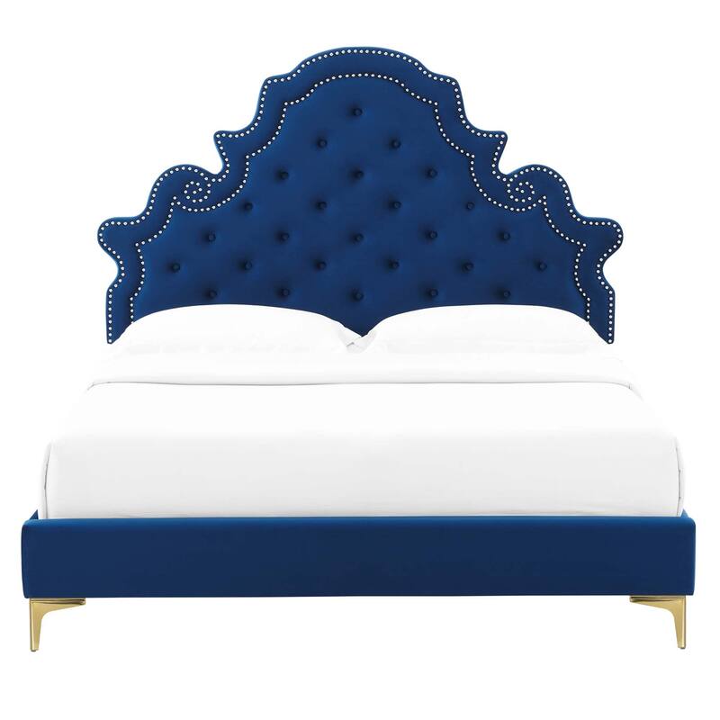 Gwyneth Tufted Performance Velvet Full Platform Bed