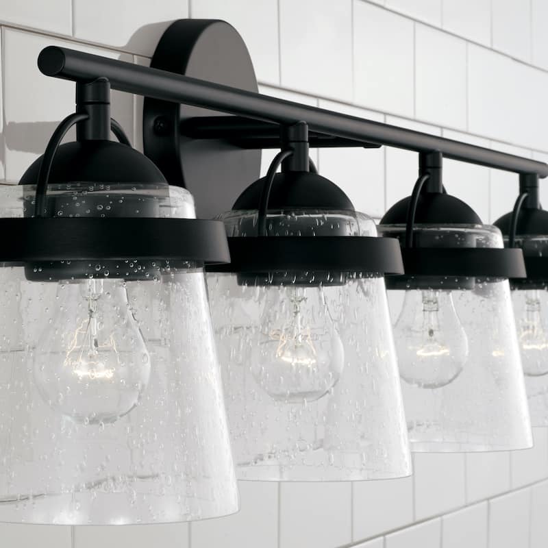 Madison 4-light Bath/ Vanity Fixture w/ Clear Seeded Glass