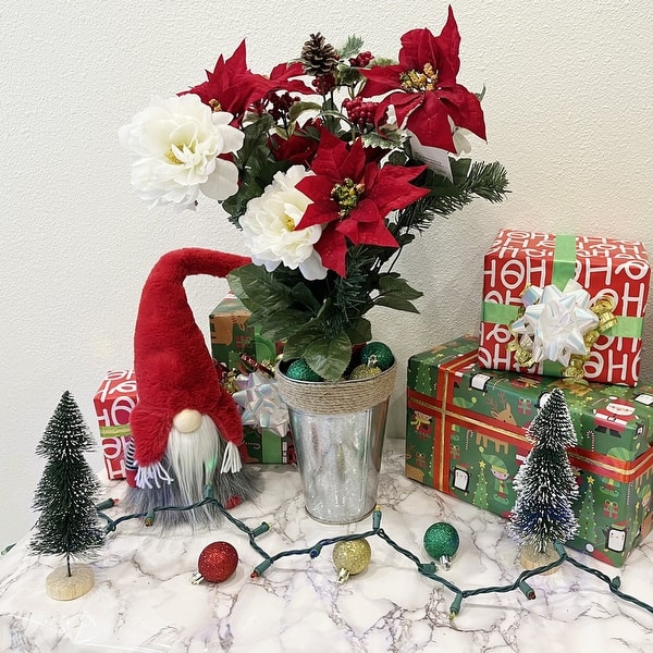 12 Christmas Red Flowers for Crafts, Artificial Poinsettia, Small Christmas  Fake Flowers 