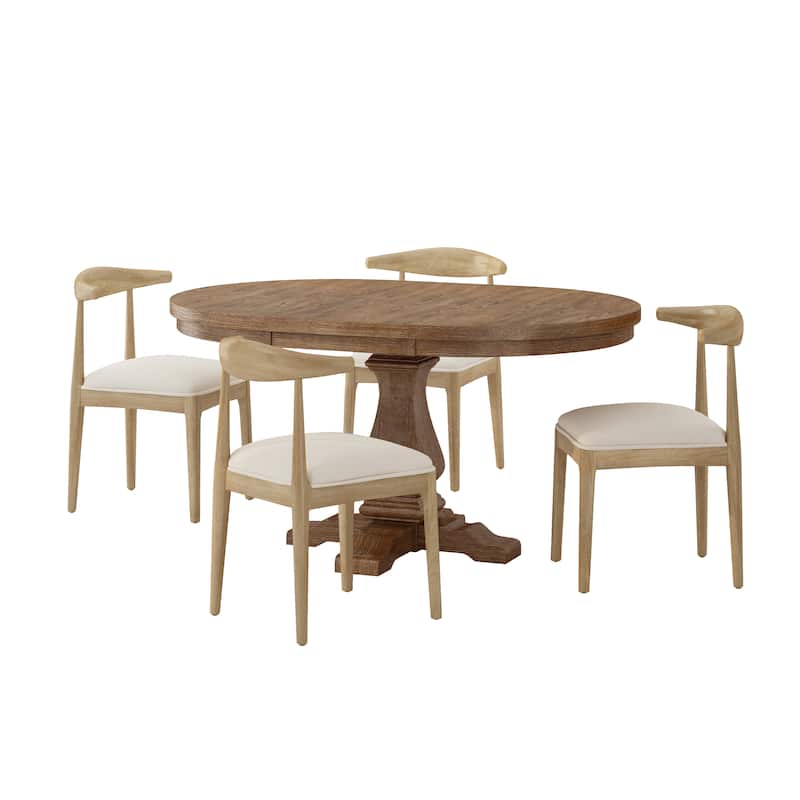 Cotterell 5 Piece Dining Set by Christopher Knight Home - Beige/LightAsh/Natural