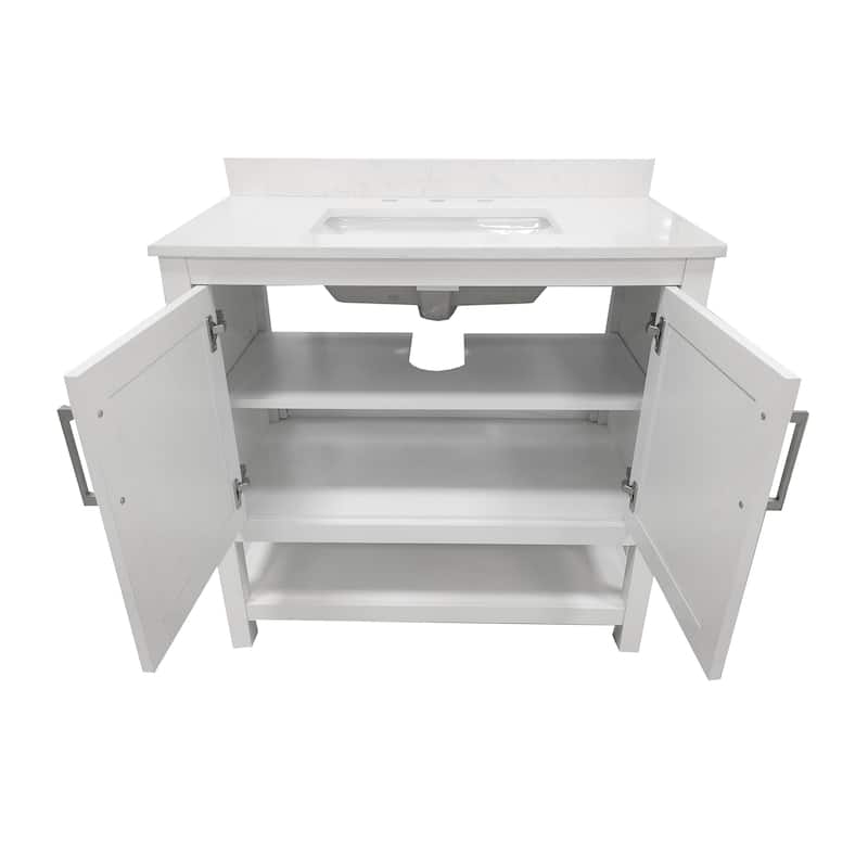 Bathroom Vanity with Undermount Sink and Open Storage Shelf