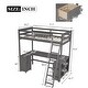 preview thumbnail 20 of 32, Sturdy Wood Loft Bed Frame with Storage Shelves,1 Cabinet and 2 Drawers,U-shaped Desktop