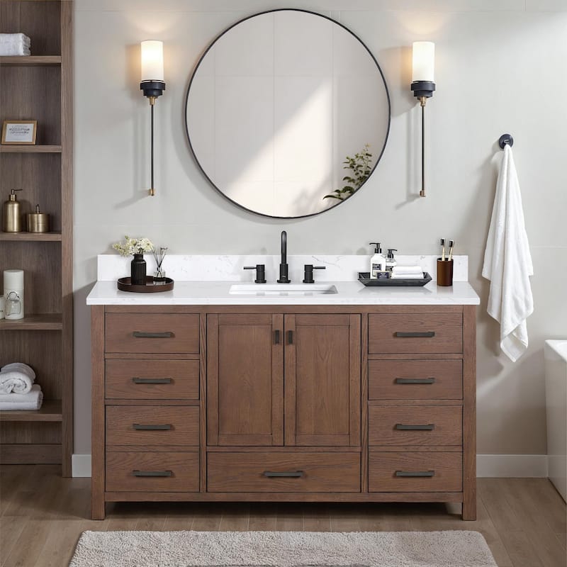 Avanity Modero 60 in. Single Sink Bathroom Vanity with Engineered Stone Top - 61"W x 22"D x 35"H
