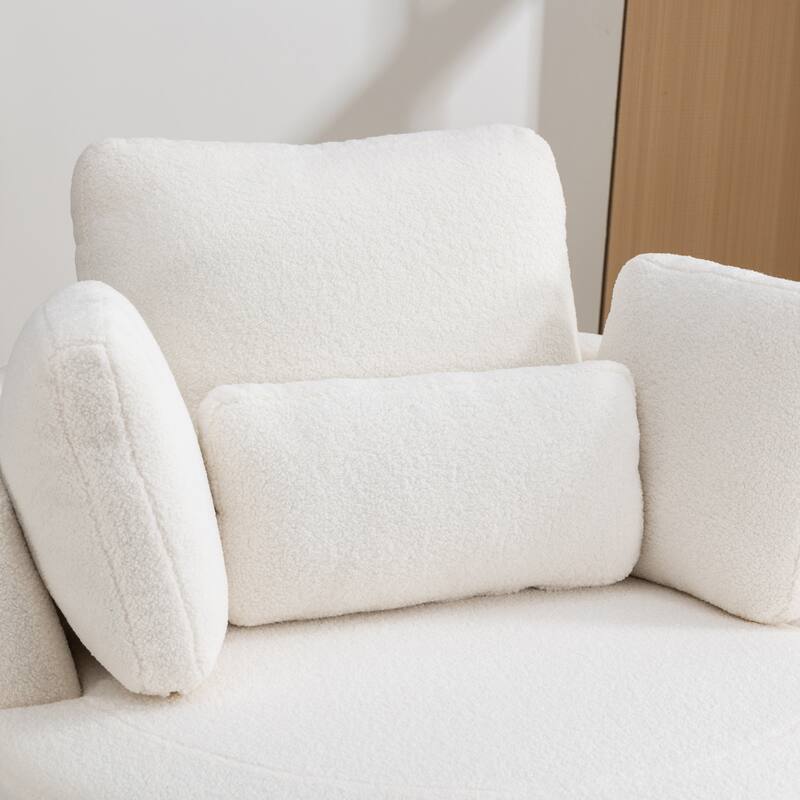 42.3"W Upholstered Swivel Accent Chair with 4 Pillows and Half-Moon Storage Ottoman