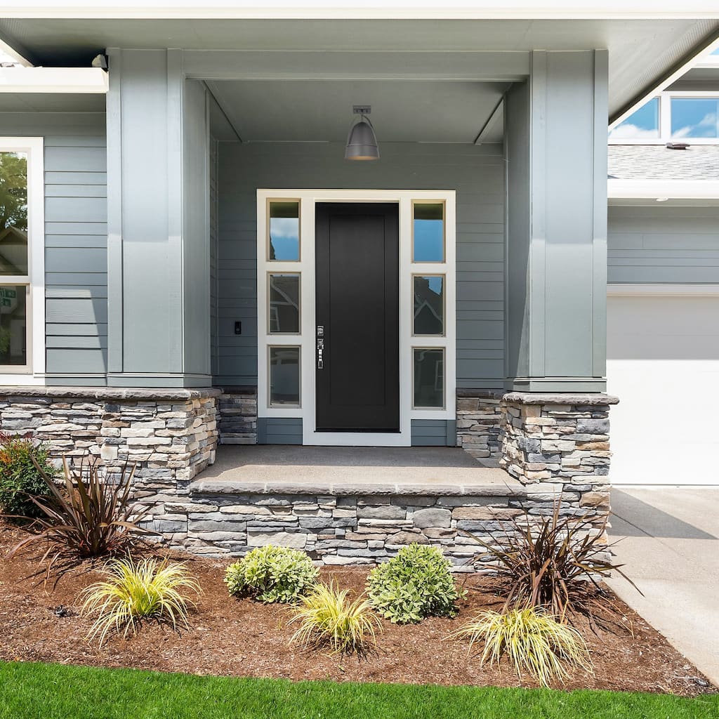 Rue 18 in. 1-Light Black Modern Outdoor Semi Flush Mount with Dark Sky Metal Shade - 9.5