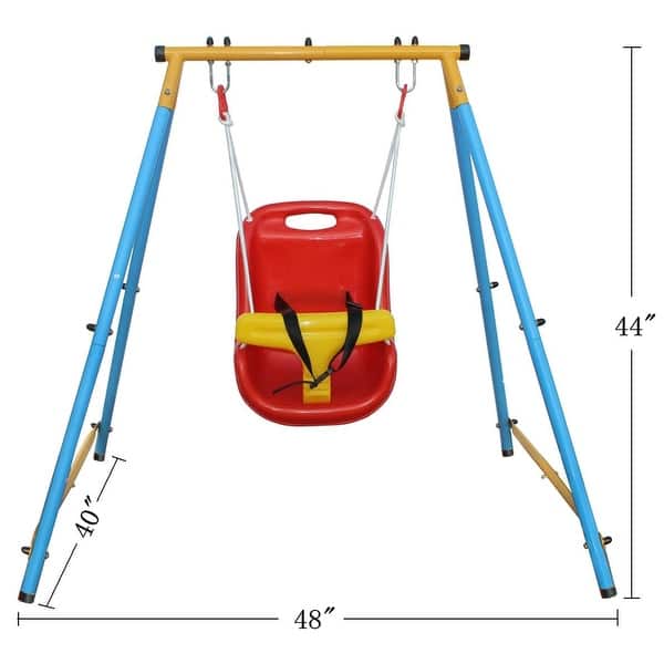 Baby Toddler Metal Swing Set with Safety Belt for Backyard