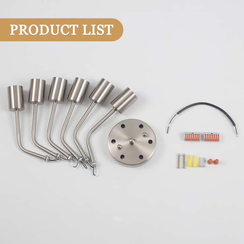 6-Light Modern Sputnik Light Fixture Semi Flush Mount Ceiling Lighting - 14.76' W