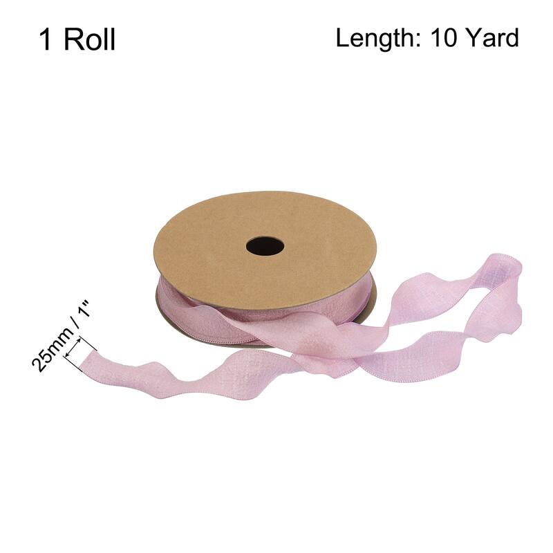 1 Inch 10 Yard Satin Double Ruffle Edge Ribbon Solid Color