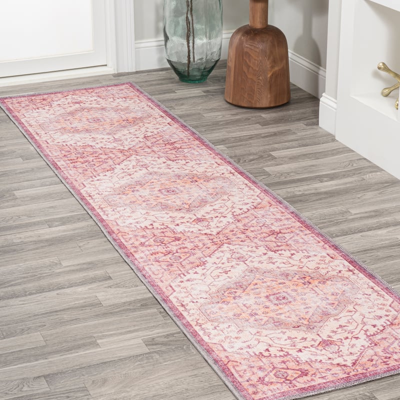 JONATHAN Y Kemer Ogee Medallion Machine Washable Area Rug