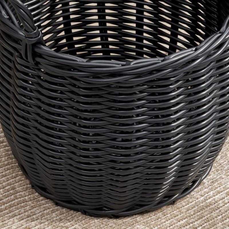 Lucius Round Resin Woven Wicker Basket with Handles - 13" x 13"