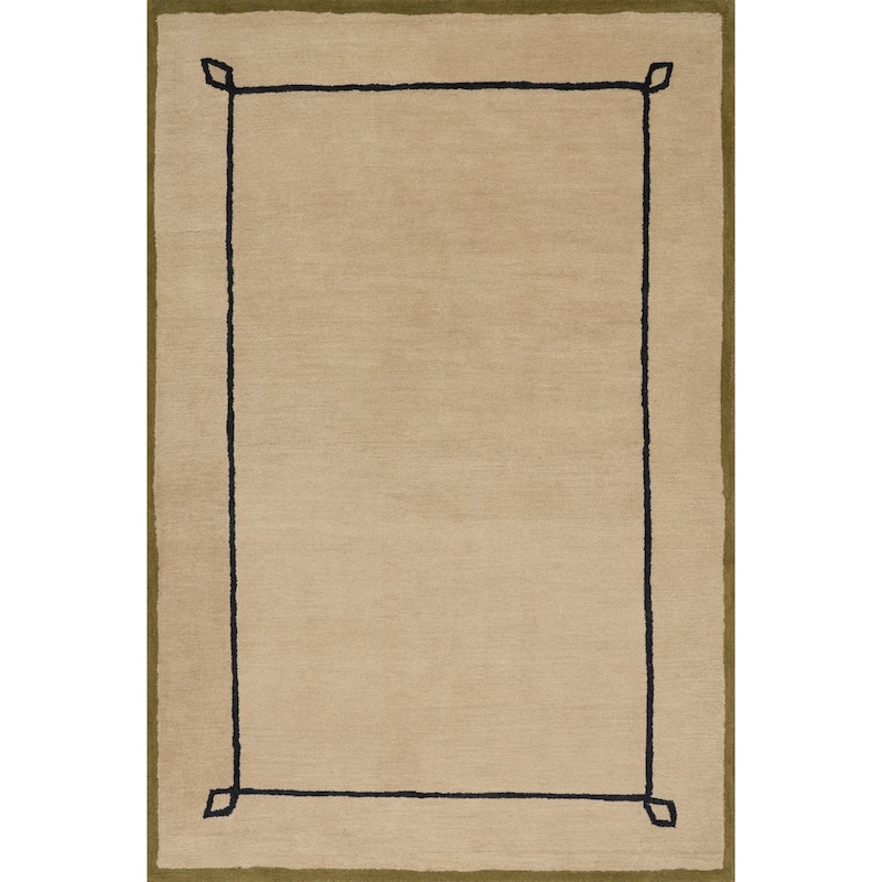 Nate Berkus Serge Bordered Wool Cozy Area Rug - 8' 6" x 11' 6" - Tan - Rectangle
