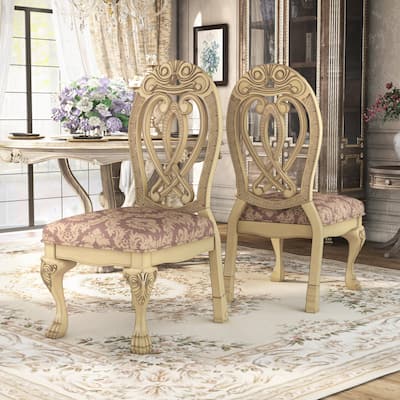 Moka Traditional Formal Upholstered Dining Chairs by Furniture of America (Set of 2)