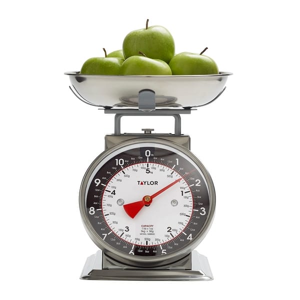 slide 2 of 7, Taylor Mechanical Kitchen Weighing Food Scale Weighs up to 11lbs, Stainless Steel