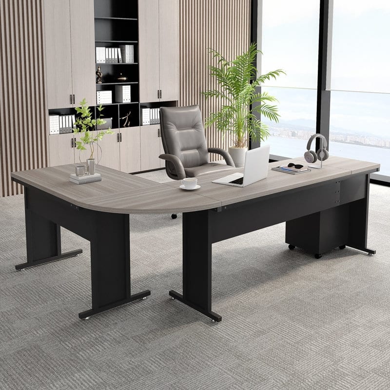 83" L-Shaped Executive Desk, Large L Office Desk with 3-Drawer Mobile File Cabinet, Business Furniture Desk Workstation
