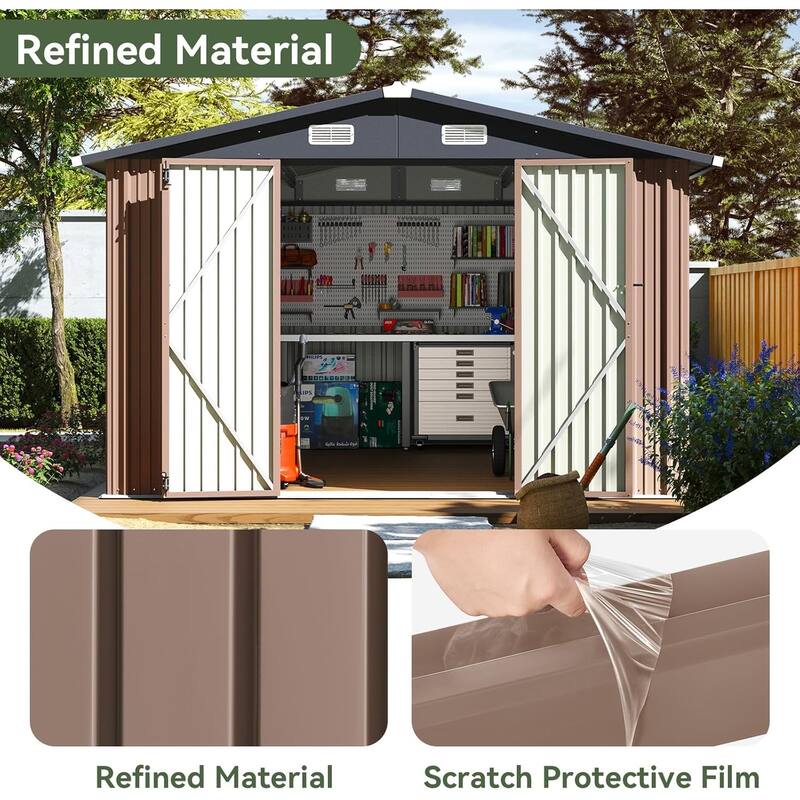 AOXUN Outdoor Storage Shed with Lockable Doors and Air Vents for Garden