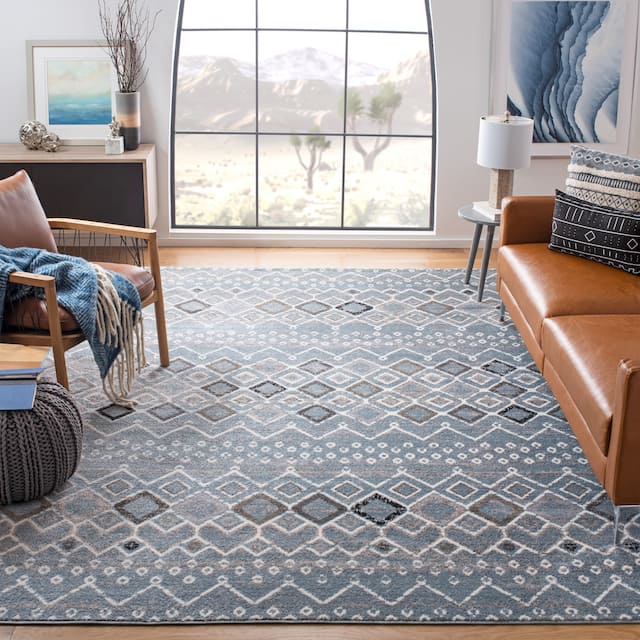 SAFAVIEH Amsterdam Bridget Moroccan Boho Rug - 10' x 14' - Blue/Ivory