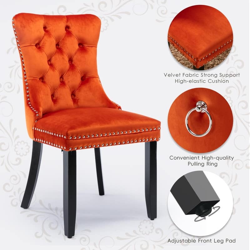 Tufted Naliheads Solid Wood Upholstered Dining Chairs (Set of 8)