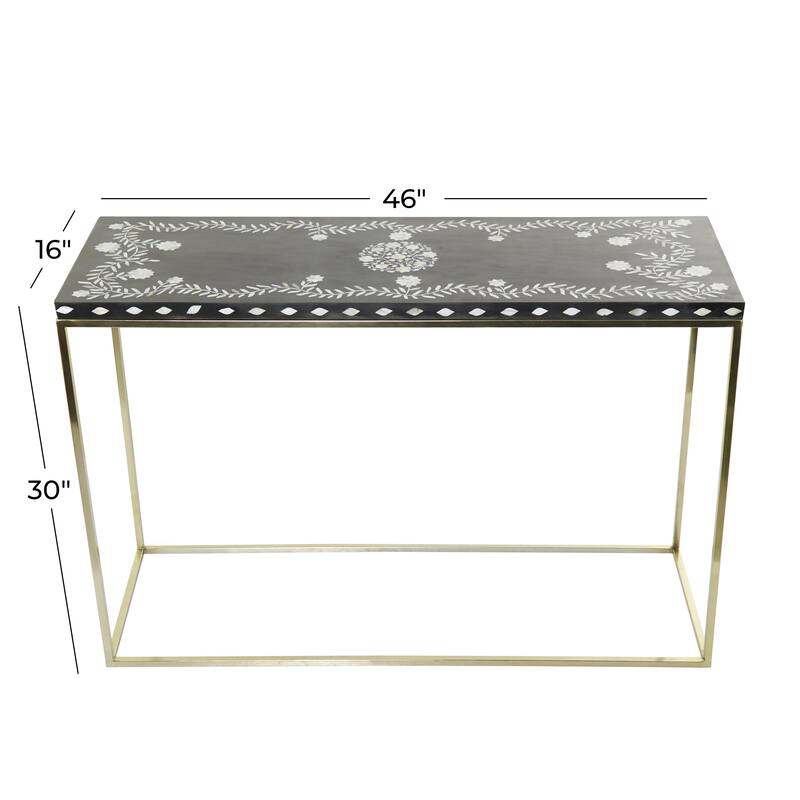 Wood Console Table - Gold - Roche River Decor