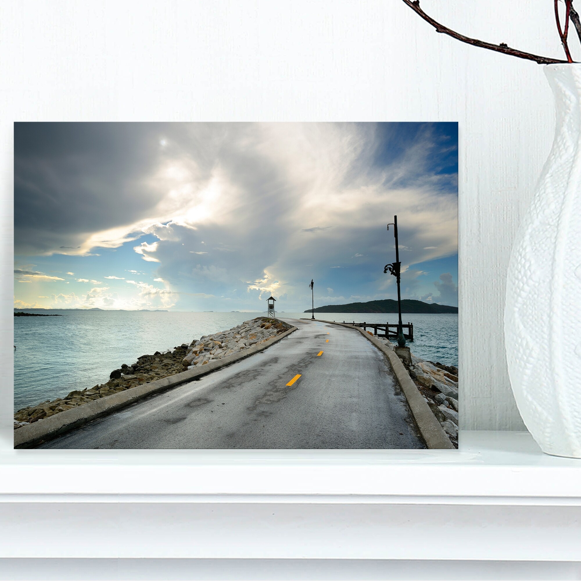 Vintage Pathway into the Ocean - Sea Bridge Canvas Wall  Mini-image
