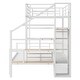 preview thumbnail 11 of 13, Metal Bed Frame Twin over Full Size Bunk Bed with Storage Staircase, Open Wardrobe and Full-Length Guardrail for Bedroom