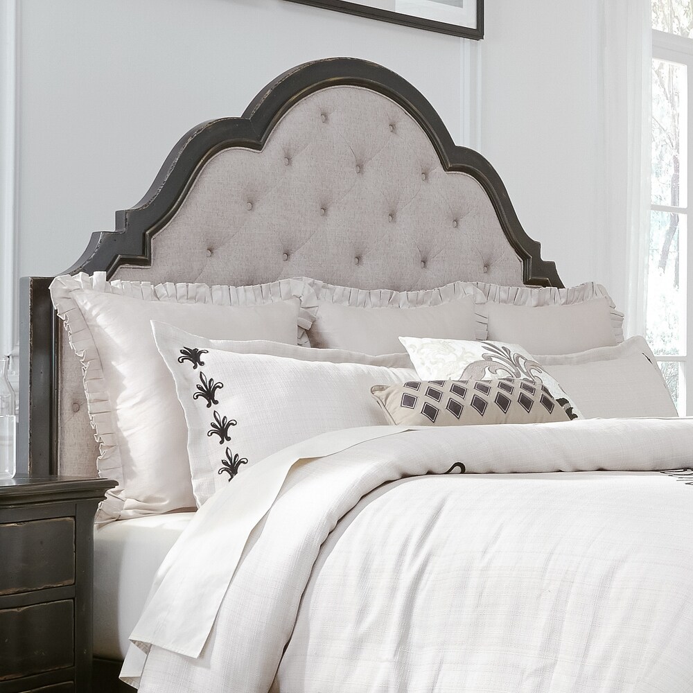 Chesapeake Wire Brushed Antique Black Queen Uph Headboard