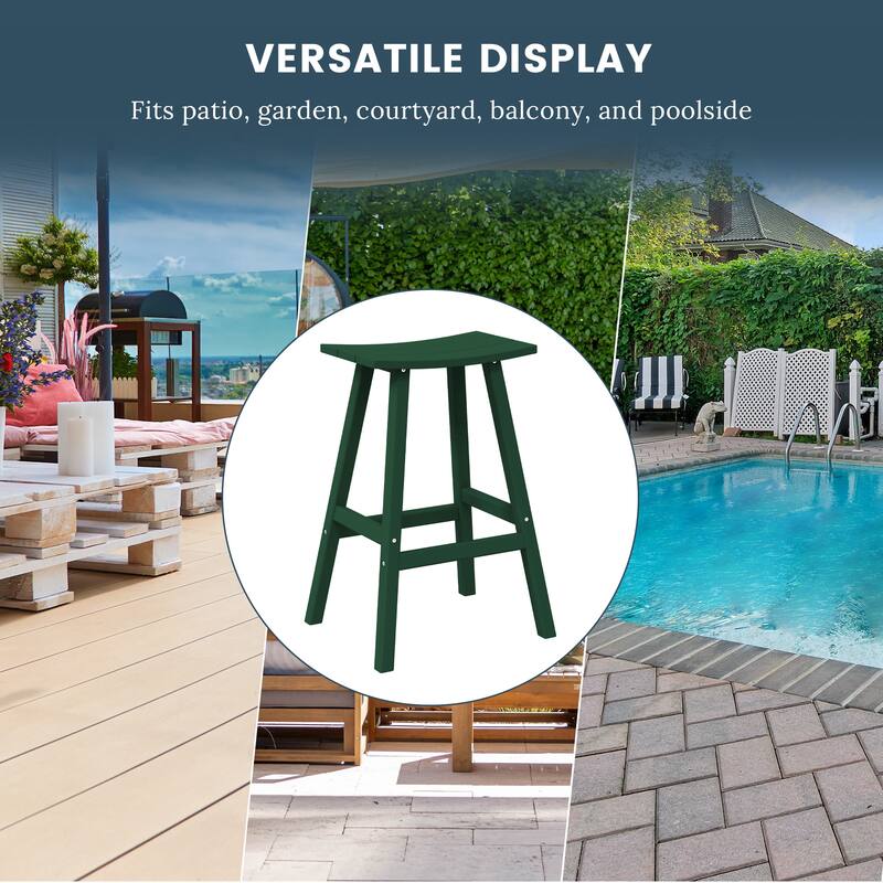 Laguna Hdpe All Weather Outdoor Patio 29" Saddle Seat Bar Stool (Set Of 3)